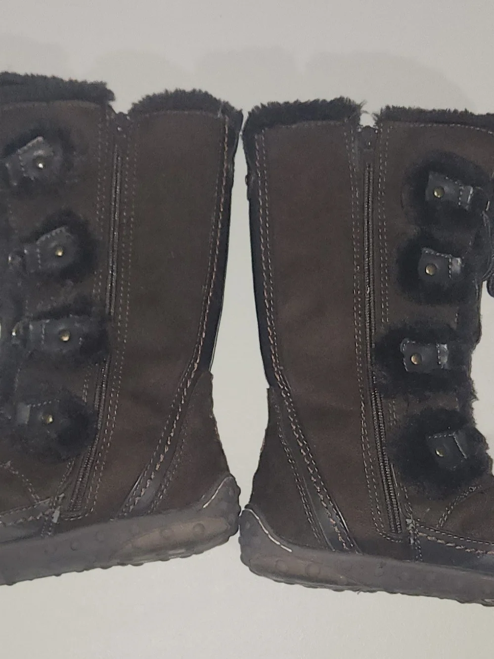 Big Kids Brown Faux-Fur Lace-Up Winter Boots Size 5.5